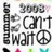 Pixelated static image shows vertical text "500" on left, "Can't Wait" in large letters, and a peace symbol on right with small colored shapes below.