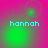Four- displays 'hannah' text with shifting green circular glows on pink background; each shows distinct glow position and size variations