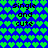 Pixelated icon with repeating heart pattern background and text "single and cute" in two sections, upper green hearts on blue, lower blue hearts on blue.
