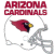 Pixelated image of a football helmet with a red cardinal bird logo and 'ARIZONA CARDINALS' text in red block letters above it.