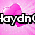 Pink background with radiating lines and three pink hearts; text 'Haydn Loves' and 'Amy' in white with black outlines.