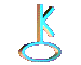 A series of animated key-shaped icons with a stylized 'K' on top, cycling through color variations and structural changes against a gray background.