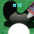 Animated icon shows a cartoon character with black hair and gray clothing against green background, text changes from #15 to WMS to F.H. over white circular base.