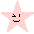Three pink star-shaped pixel art icons with distinct facial expressions on a gray background.