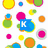Pixelated icon with colorful overlapping circles on white background, displaying text variations 'K', 'Ka', 'Kae', 'Kael', 'Kaeli' in different colored boxes.