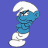 A 48x48 pixel animated buddy icon featuring a Smurf character on the left and green text reading "Original Icons .com" on the right, displayed as a contact sheet with two frames.