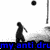 Black-and-white silhouette of a person kicking a soccer ball with blue text overlays reading "my anti dru" and "soccer".