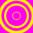 Four yellow concentric circles on a bright pink background, arranged in a with no visible animation changes