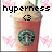 Pixelated image of a pink beverage in a cup with whipped cream, green straw, and Starbucks logo, surrounded by pink heart shapes.