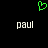 Green pixelated heart symbol above two white 'paul' text instances on black background.