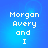 Blue background with white pixelated text reading 'Morgan Avery and I' in four identical quadrants.