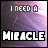 Animated pixel art icon with purple gradient background displaying text variations and a pink heart, cycling through phrases like "I NEED A MIRACLE" and "I WANT TO BE your girl".