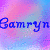 A 4x3 contact sheet of a single animated icon showing repeated text "Gamryn" over a pixelated pastel gradient background with subtle color shifts across frames.