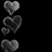 Pixelated heart icons float on a black background while text expresses love for Trina, Brielle, and Pooja against a dark red backdrop.