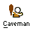 Pixel art of a caveman holding a club, with the word 'Caveman' below in blocky text on gray background.