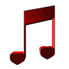 Eight musical note icons arranged in a with one empty space, each featuring heart-shaped note heads and gradient fills transitioning through reds, oranges, yellows, and browns