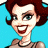 A 48x48 pixel buddy icon featuring a cartoon woman with red hair and blue eyes on the left, next to green text reading "Original Icons .com" on a dark green background.