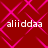 Red background with pink diamond-shaped lines forming a pattern, four instances of the text 'aliiddaa' in white pixelated font positioned at each quadrant