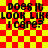 Red and yellow checkered background with repeated black text "DOES IT LOOK LIKE I CARE?" in pixelated font, animated to show a subtle shifting effect.