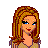 Pixel art of a woman with brown hair and blue eyes, a torso in a brown top and striped pants, and a draped fabric object, all above red text reading "Lets Make Heart I break Your This Simple JAW You Break My".