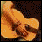 Animated sequence showing a person in black shirt playing guitar, transitioning to static text and heart symbols with color shifts.