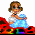 Pixel art collage of a girl in multiple poses with rainbow and black color scheme, featuring text "TWIN SISTERS".