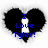 A pixelated heart-shaped icon with a black broken center and blue text reading "I Love Tyler!" on white background.