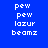 Four display identical pixelated text on solid backgrounds: blue, purple, red, and purple