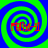 Four identical spiral patterns in blue and green with red text 'FRM-H1' overlaid on each spiral, arranged in a on a solid blue background
