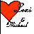 A pixelated red heart with black outline holds a broken chain, attached to partial text reading 'Love' and 'G', on white background.