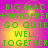 Green pixelated text on a purple and yellow gradient background arranged in four identical quadrants.