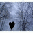 Animated sequence showing three heart icons in different colors against a pixelated winter tree background.