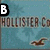 six pixelated icons with changing text labels over a repeating background featuring 'HOLLISTER Co' and seagull silhouettes
