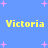 Blue background with pink star shapes and yellow text reading "Victoria" repeated four times in a pattern