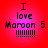 Red and pink gradient background with black text reading "I love Maroon 5" and six exclamation marks below, displayed in four positions