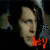 A 4-frame animated contact sheet showing a person with dark hair in four different poses, each with red pixelated text below the face.