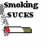 A static icon displays 'Smoking SUCKS' text above a cigarette graphic with smoke, where the letter S in SUCKS changes color across observations.
