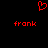 Red pixelated heart symbol above two identical red text strings on black background.