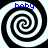 Four identical black-and-white spiral patterns arranged in a , each with blue text 'boby' above it