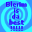 Blue and cyan spiral background with purple text reading "Blerim is da best !!!!!" in four identical