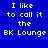 Four identical blue display white pixelated text reading "I like to call it the BK Lounge" with slight variations in text rendering