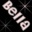 Animated contact sheet showing two frames of a pixelated 'Bella' text icon with heart symbols, displayed on black background with starburst effects.
