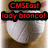 A static buddy icon with red text overlays on a white circular background with brown accents.