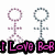 Pixel art icon with two stick figures, 'I Love Bob' text, green 'SUSHI', and a smiling sushi roll on white background.