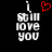 Pixelated text 'I will love you' in white with a red heart symbol above the 'I' on a black background.
