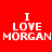 Red background with white pixelated text reading "I LOVE MORGAN" in two identical horizontal
