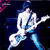 Pixelated static icon of a person playing electric guitar with blue and white color scheme on dark background.