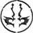 Static circular icon with black and white pixelated design featuring two symmetrical winged figures facing inward within a ring.