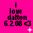 Bright pink background with black text reading "i love dalton 6.208" and a heart symbol, featuring animated white sparkles and dots in different positions across frames.