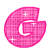 Pink -patterned 'G' icon with white outline and sparkles, displayed in three variations against gray background